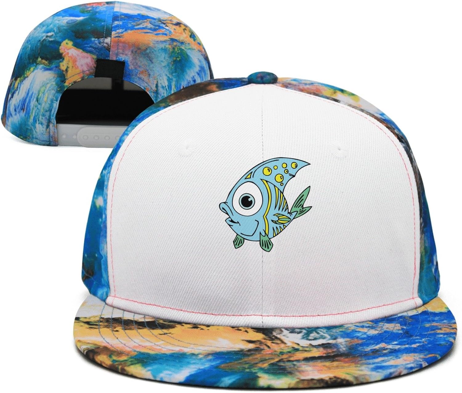 yellow and blue fish hat