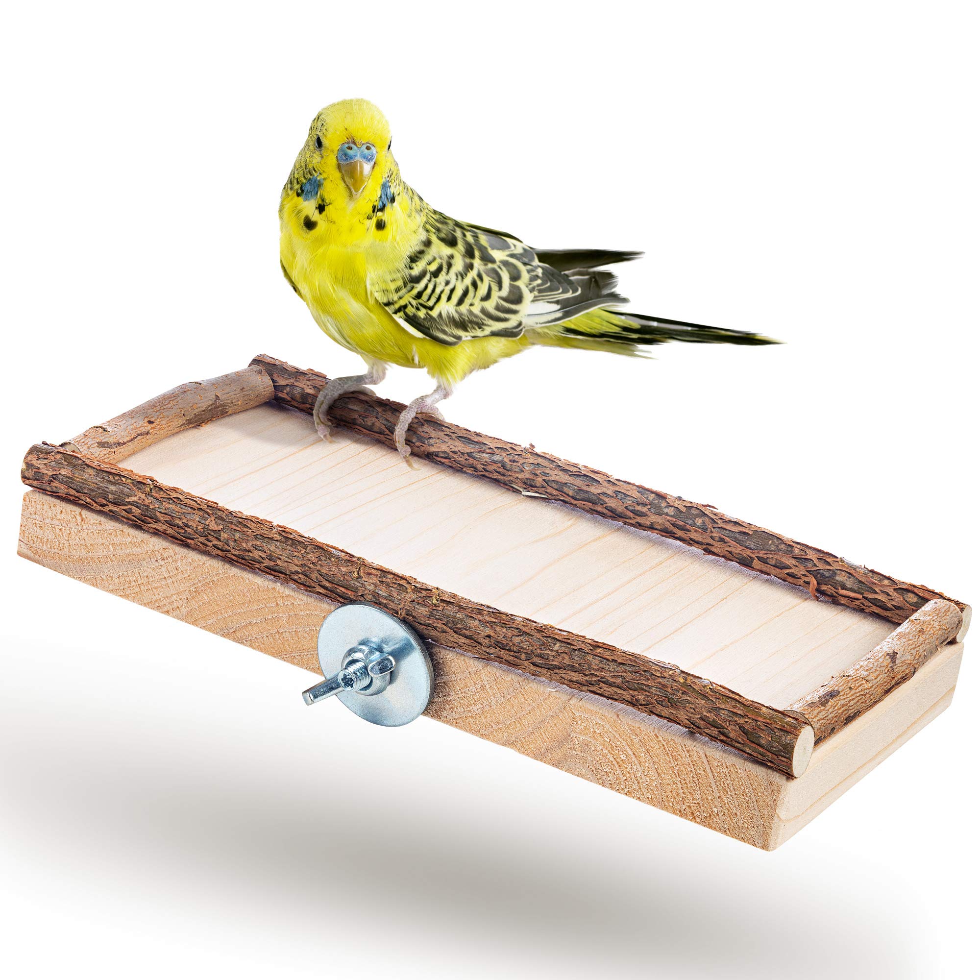 Vogelgaleria Wooden Perch Stand 20x10cm for Cockatiel | Natural Wood Border Birdcage Accessories
