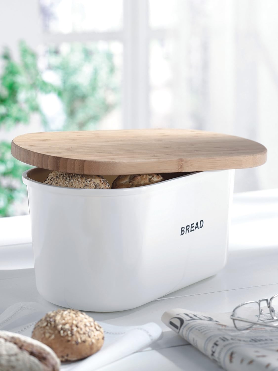 Zeller 25351 Panera, Madera, Blanco, 39x23x18.5 cm