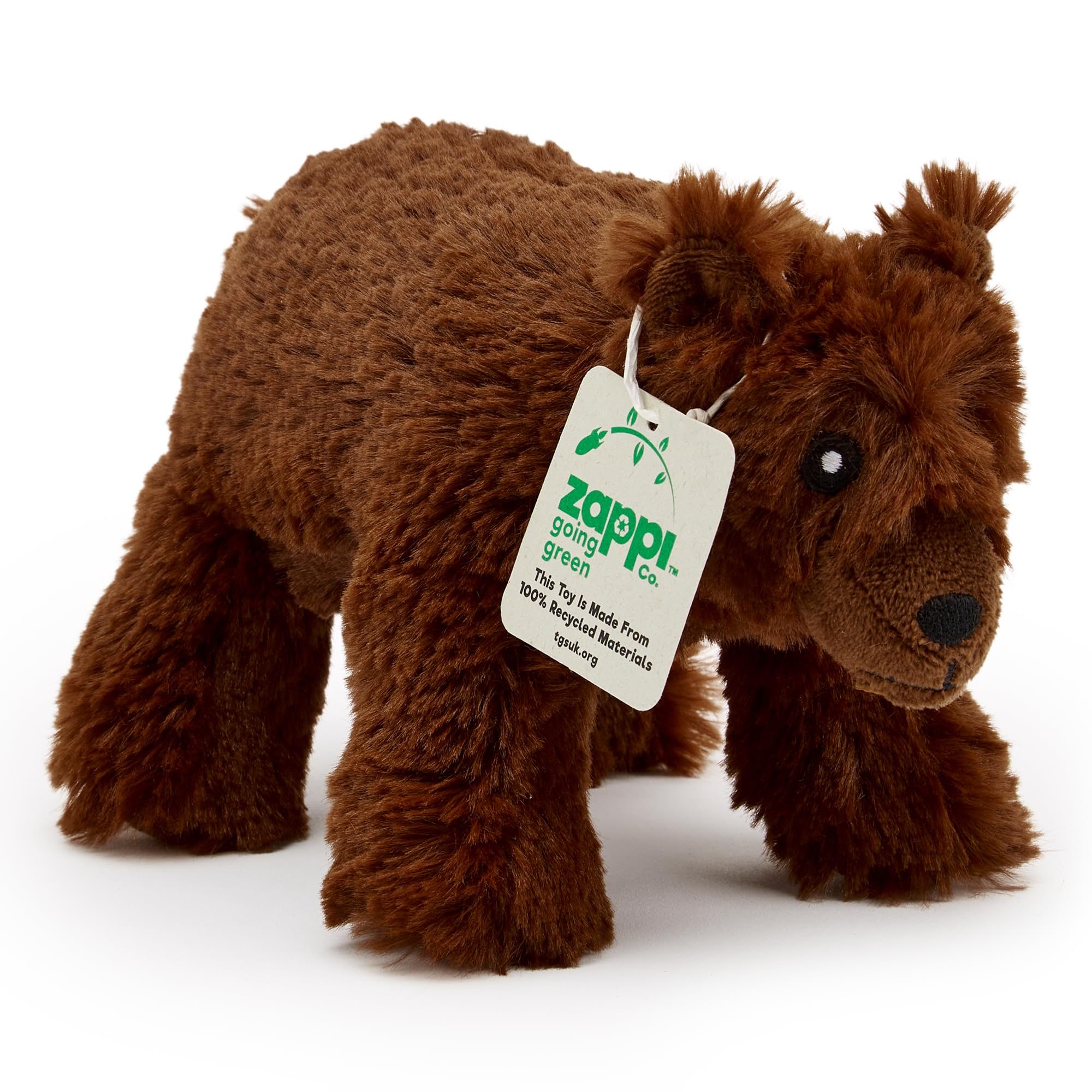 Zappi Co Ultra Soft Grizzly Bear Plush Toy (21cm Length) - 100% Recycled, Eco-Friendly, Newborn Gift, Realistic Lifelike โ image 1