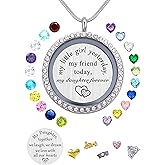 Best Gift Floating Charm Living Memory Lockets with Birthstone, 30mm Stainless Steel Necklace
