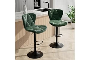 Daluvenix Bar Stools Set of 2,Adjustable Swivel Barstools, Faux Leather Bar Chairs,Upholstered Counter Height with High Backrest for Kitchen Island, Green