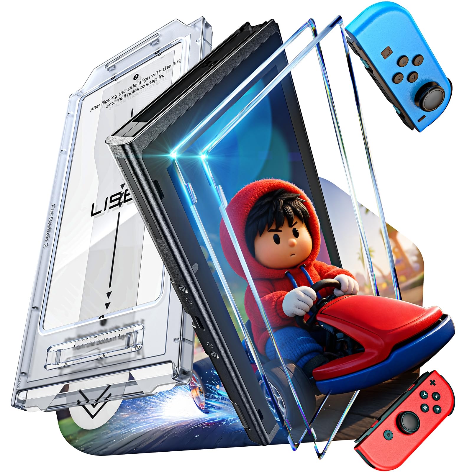 Photo 1 of LISEN for Nintendo Switch 2017 Screen Protector [2025 Upgrade] (ANTI-GLARE & Auto Dust-Elimination) Screen Protector Switch Tempered Glass [Longest Durable] Full Coverage, 2 Pack