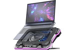 AICHESON Gaming Laptop Cooling Pad with Powerful Turbofan, RGB Cooler with External Variable Speed Fan, 4 USB Ports HUB, Seal Memory Foam Stand for 15.6-18 inch Laptops