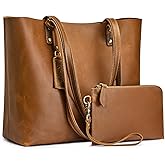 Kattee Leather Totes for Women Shoulder Bag Top Handle Satchel Purse Set 3pcs 3-in-1