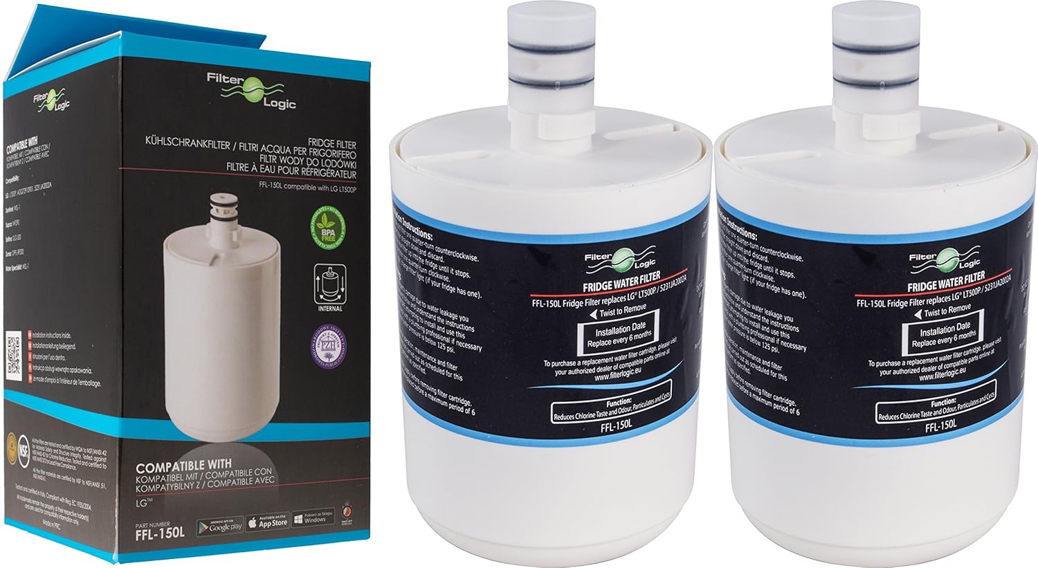 2x FilterLogic FFL-150L Filtro de agua compatible para LG ...