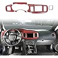 JWWY for Charger Center Consoles Dash Board Dashboard Instrument Gauge Cluster Dash Fascia Trim Panel Garnish Bezel for 2015-2024+ Dodge Charger Interior Accessories Red Carbon Fiber