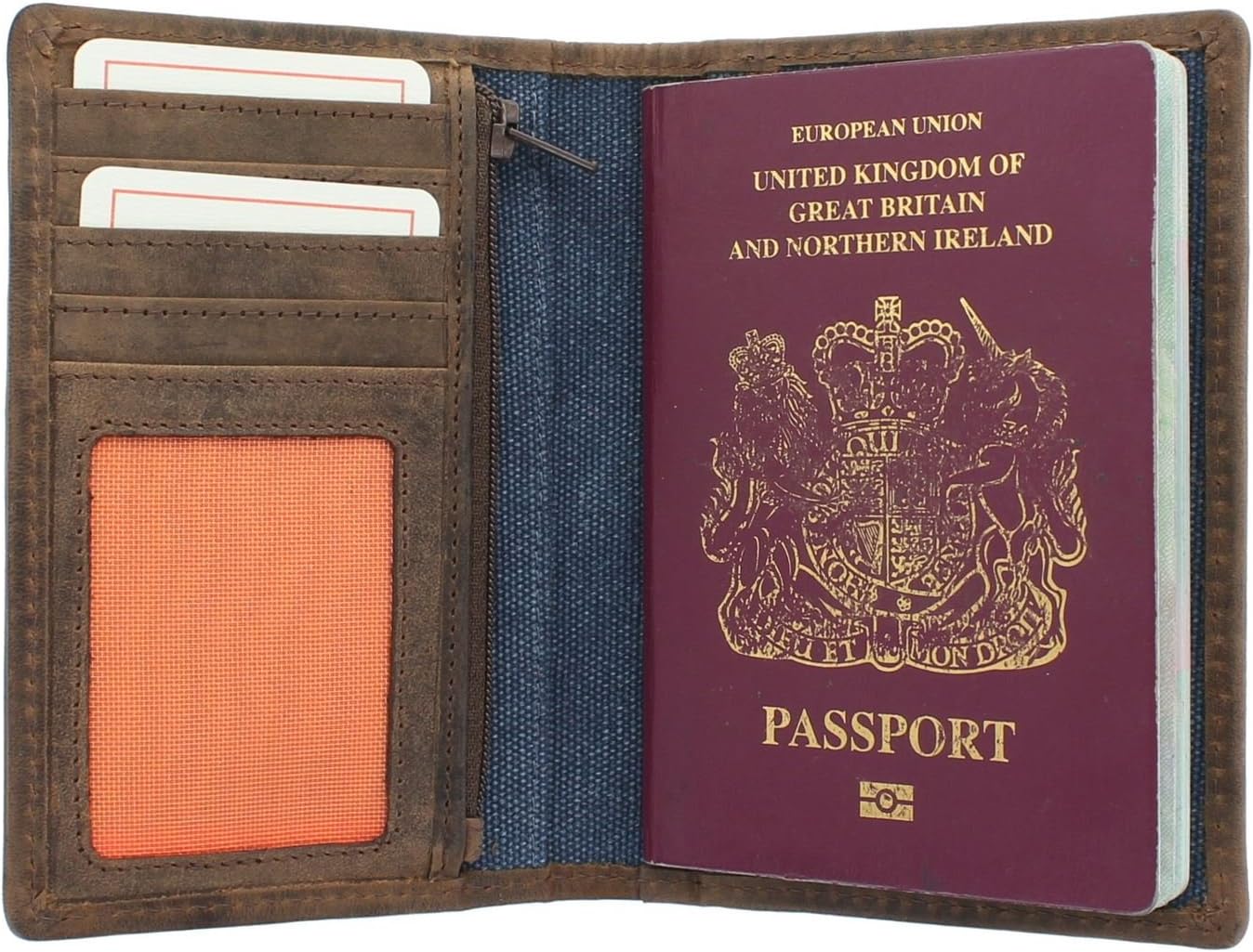 Cactus Mala Canvas/Leather Passport Holder with RFID Protection 216_81 Denim - Image 3