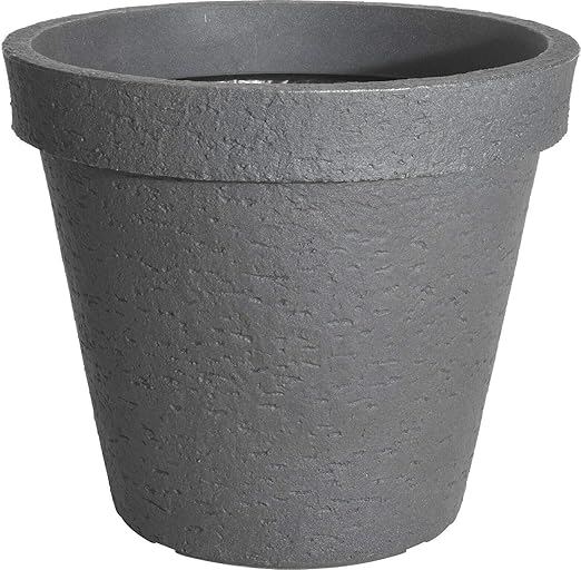 Muddy Hands 60cm Grey Stone Large Plant Pot Round Plastic Planter