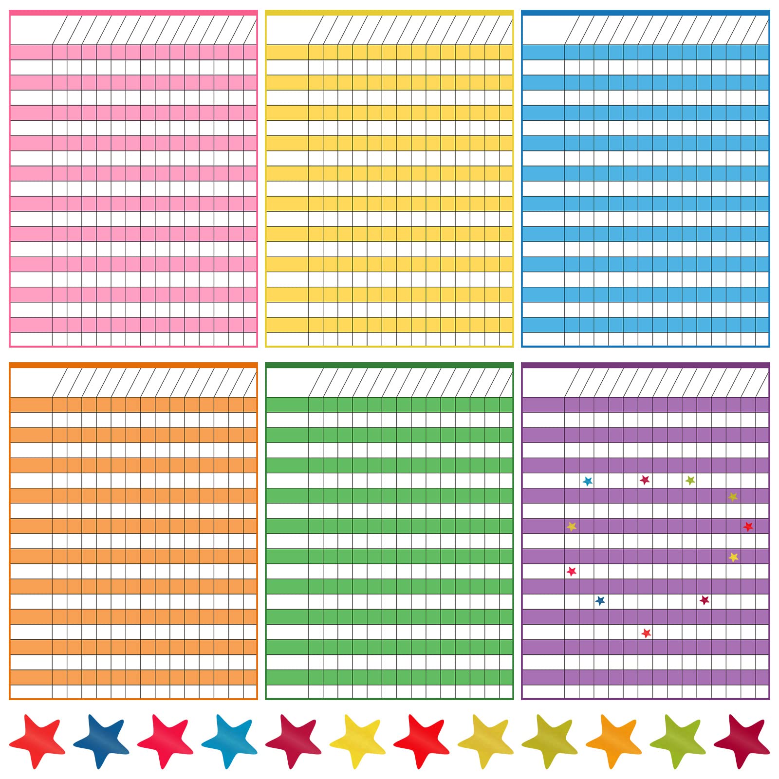 Photo 1 of 18 Pack Incentive Chart for Classroom Reward Chart for Kids Multi Color Laminated Dry Erase Chart with 1760 Star Stickers Behavior Chart for Learning Classroom School Attendance (Fresh Style)
