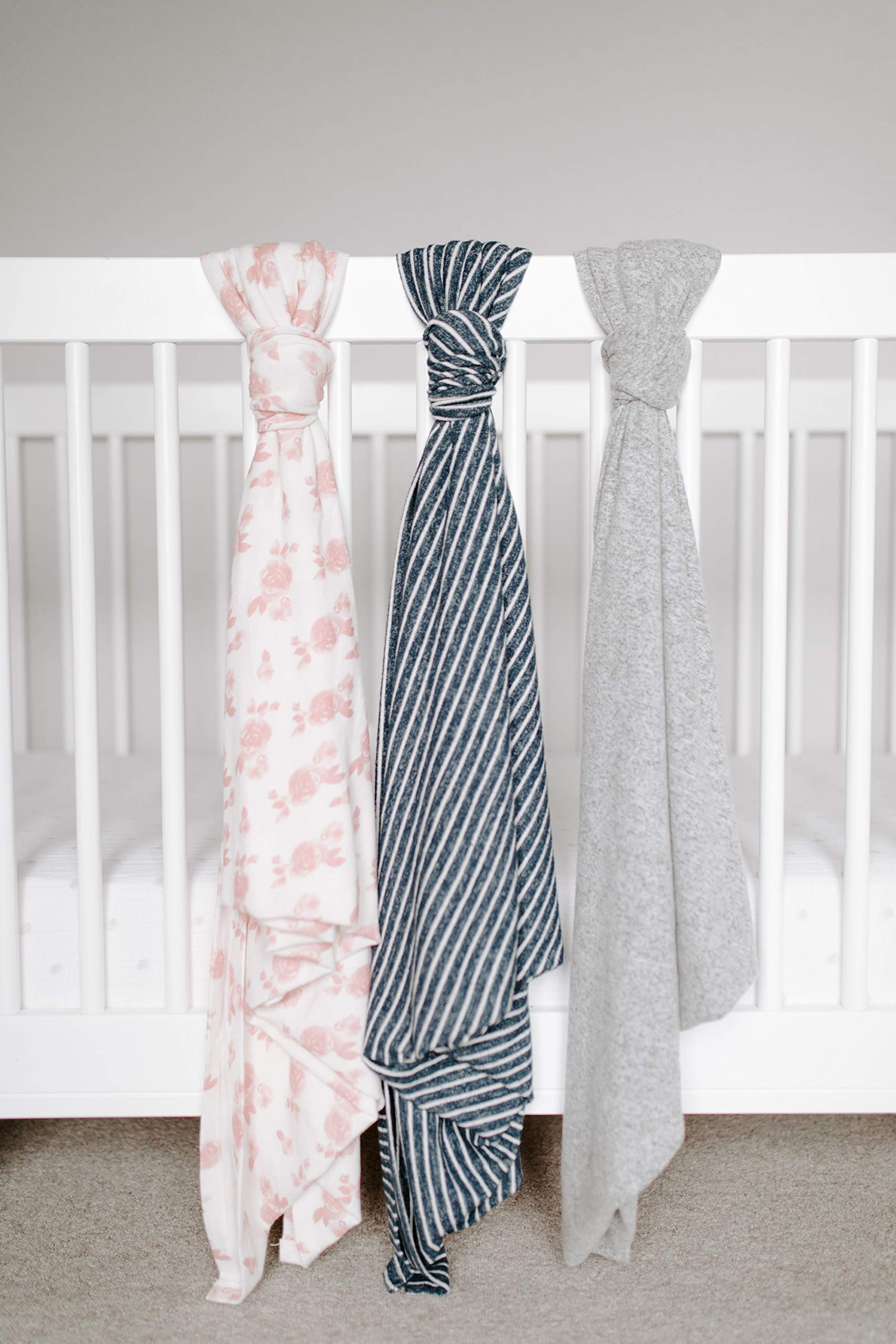aden + anais Snuggle Knit Baby Swaddle Blanket for Newborn Girl and Boy, Versatile Stroller Cover, Burp Cloth, Nursing Shield, 47 x 47 Inch, Navy Stripe
