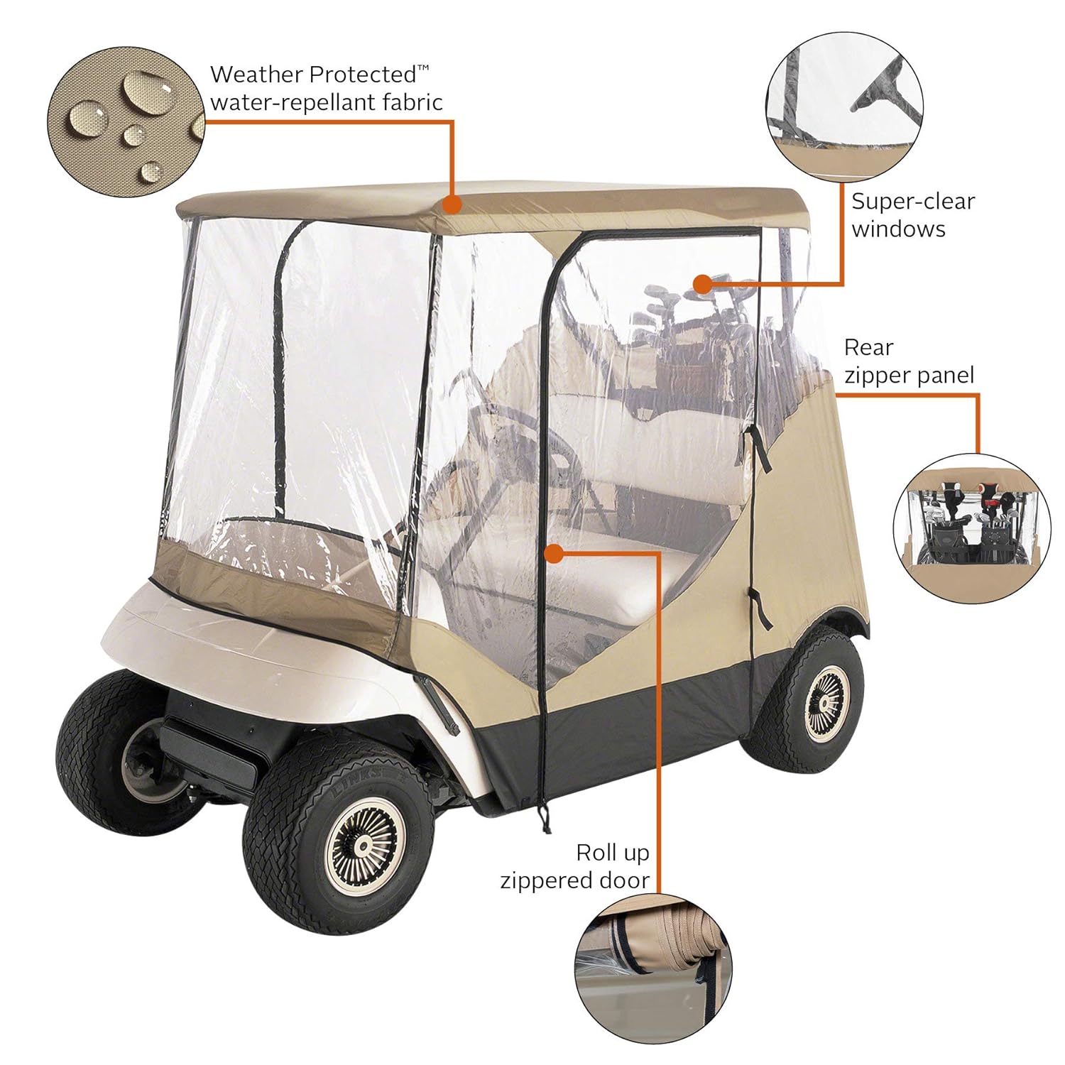 Golf Cart Rain Cover Enclosure for Club Car Precedent Yamaha Drive RXV