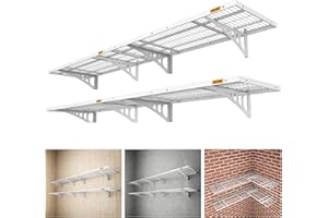 Aecxm 1.64x4ft 4Pack Wire Shelving Unit Heavy Duty Garage Storage Shelves Wall Mounted White 1120lbs Load Capacity（20-inch-by-48-inch）