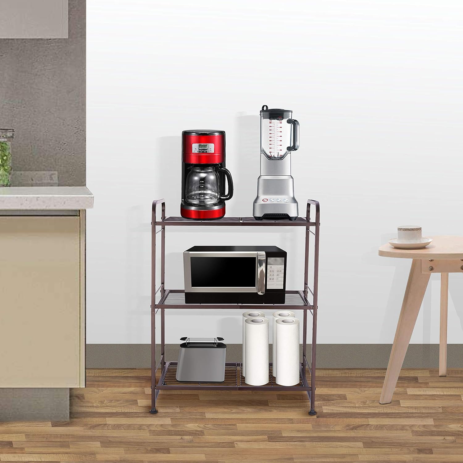 Simple Trending 3-Tier Stackable Wire Shelving Unit Storage Rack, Expandable & Adjustable Kitchen Storage Cabinet Shelf Organizer, Bronze: Kitchen & Dining