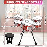 m zimoon Kids Drum Kit Jazz 5 Drums Stool Pedal Cymbal Lights Toys Gift view 4
