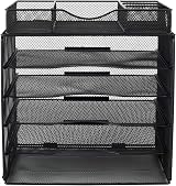 EasyPAG 5 Tier Metal Mesh A4 Desk Tray File Holder with Drawer Black view 4