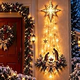 Lighted Nativity Wall Decor, Bethlehem Star of Faith，1PCS | LED Christmas Wall Hanging with Holy Family Scene and Warm Lights for Home, Fireplace and Entryway