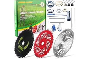 GASHWER 9" x 36 Teeth Carbide Tipped Blades & 9" x20T Carbon Steel Round Chainsaw Tooth Blades & 10" x 80T Brush Cutter Trimmer Blades with Adapter Kit
