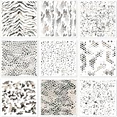 9 Pcs Camo Stencils for Spray Paint Camouflage Pattern Stencils Templates | Reusable Digital Camo Paint Stencils for Boat DIY Crafts Spray Painta (11.8 &times; 11.8 in Camo)