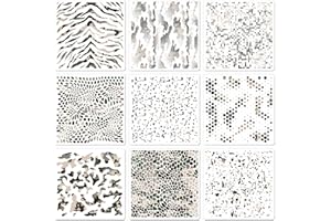 BOQON 9 Pieces Camo Stencils for Spray Paint, Camouflage Pattern Stencils Templates Reusable Digital Camo Paint Stencils for Boat DIY Crafts Spray Painta (11.8 × 11.8 in Camo)