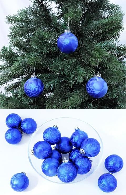 Thüringer Glas Eislack Christbaumkugeln Dunkelblau Weihnachtskugeln 4 5 6 7 8 cm, Größe:Ø 5 cm (14 Kugeln)