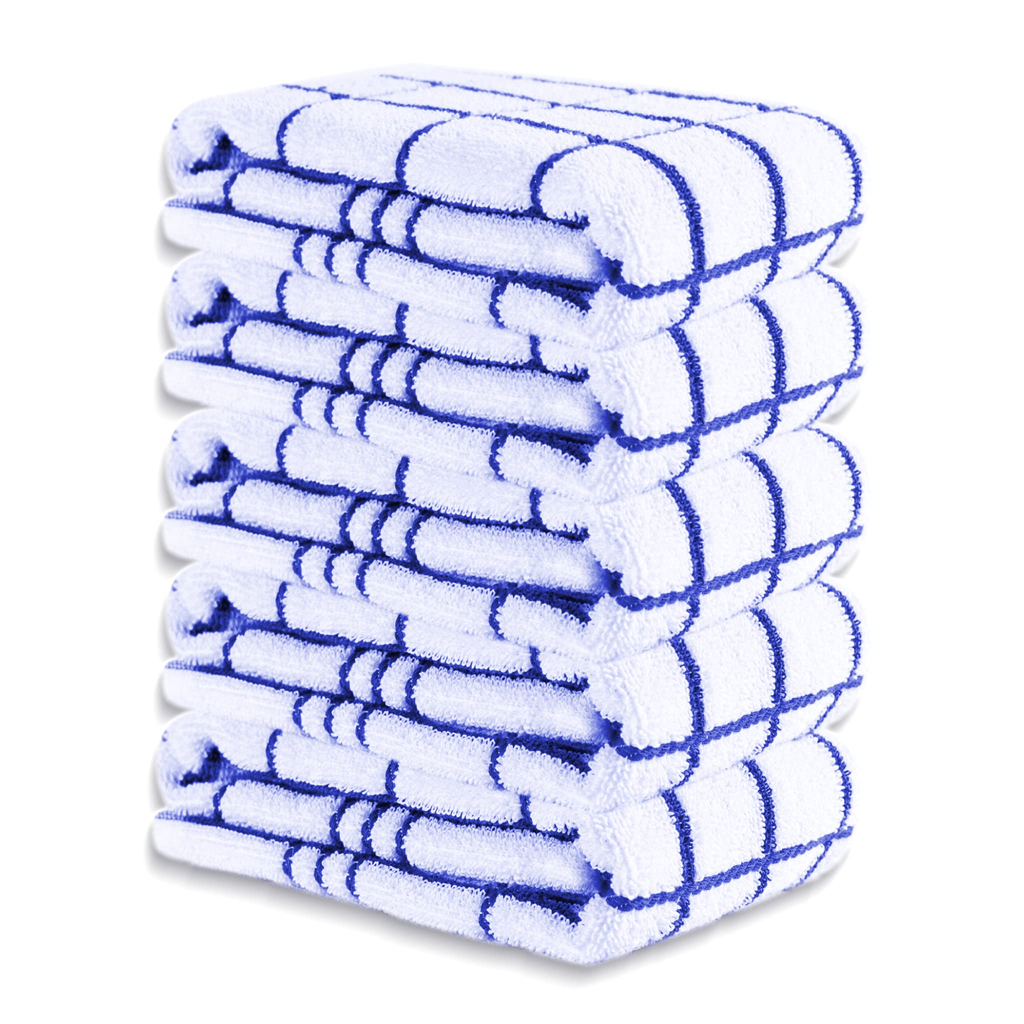 A & B TRADERS Tea Towels for Kitchen Classic Fancy Check Design 100% Cotton Large Size 45 x 70 cm Hand Towel Pack of 5 Soft Ring-spun Yarn Super Absorbent (Blue)