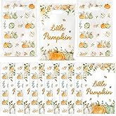 Haooryx Sage Green Pumpkin Party Favor Bags - 50Pcs Little Pumpkin Plastic Goodie Candy Treat Bag with Handle Gift Wrap Decoration for Kids Birthday Baby Shower Halloween Decoration Party Favor Supply