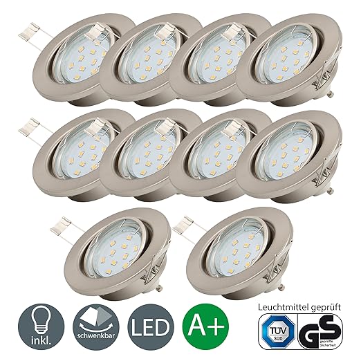 title=Faretti LED compatti | Lampadine LED 3W | Illuminazione a incasso | Set di 10