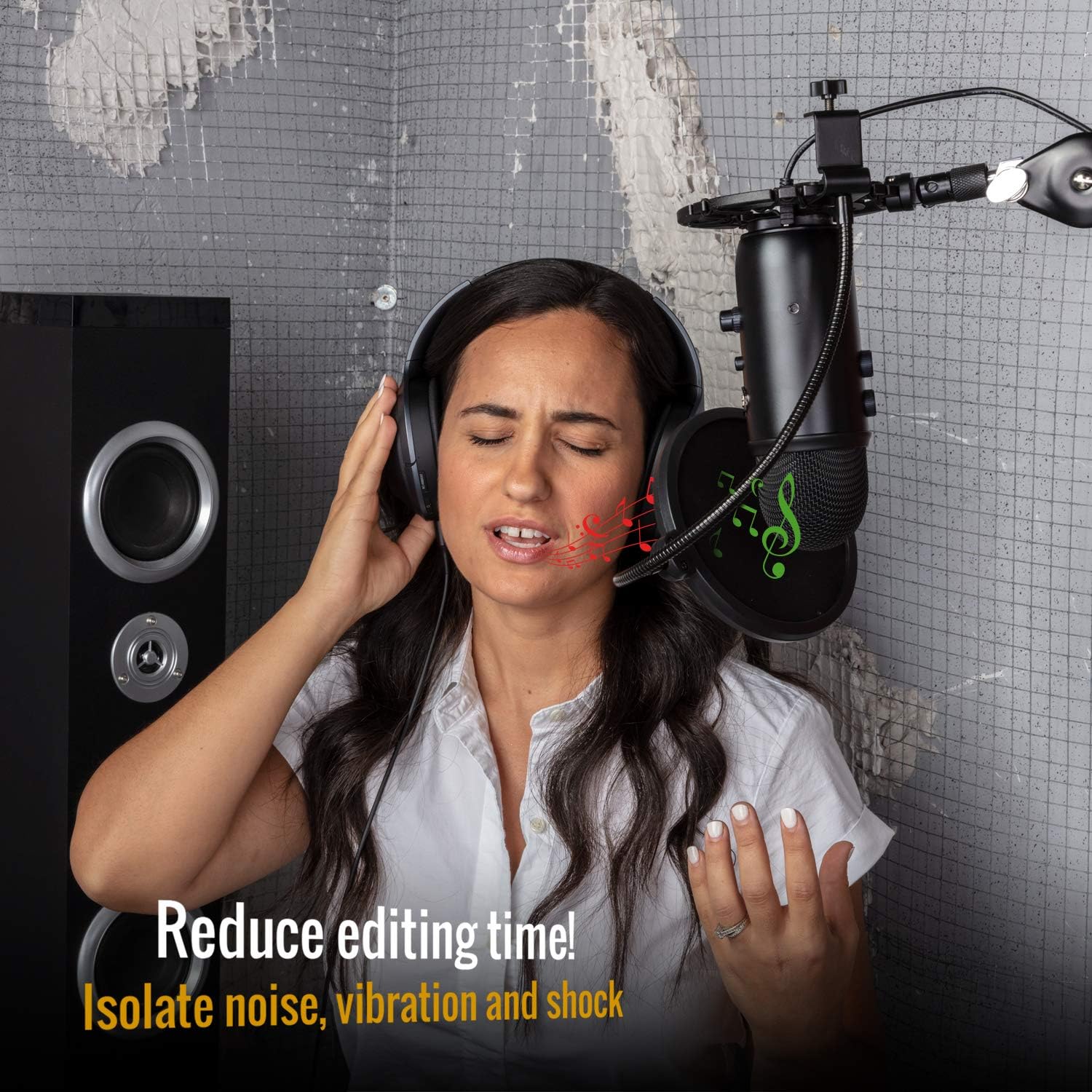 AUPHONIX PRO Blue Yeti Shock Mount – Latest Advanced Vibration Blocking, Noise Repelling Shockmount System for Blue Yeti Original Snowball & USB Pro – Ultra-Portable Lightweight Microphone Shock Mount: Musical Instruments