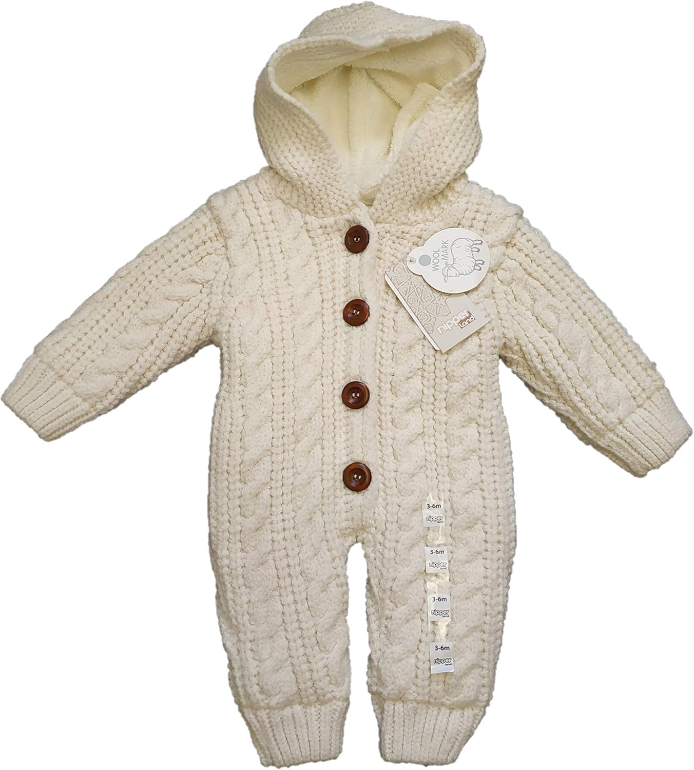 Nipperland Softy Knitted Wool Blended Baby Romper with Big Buttons (9