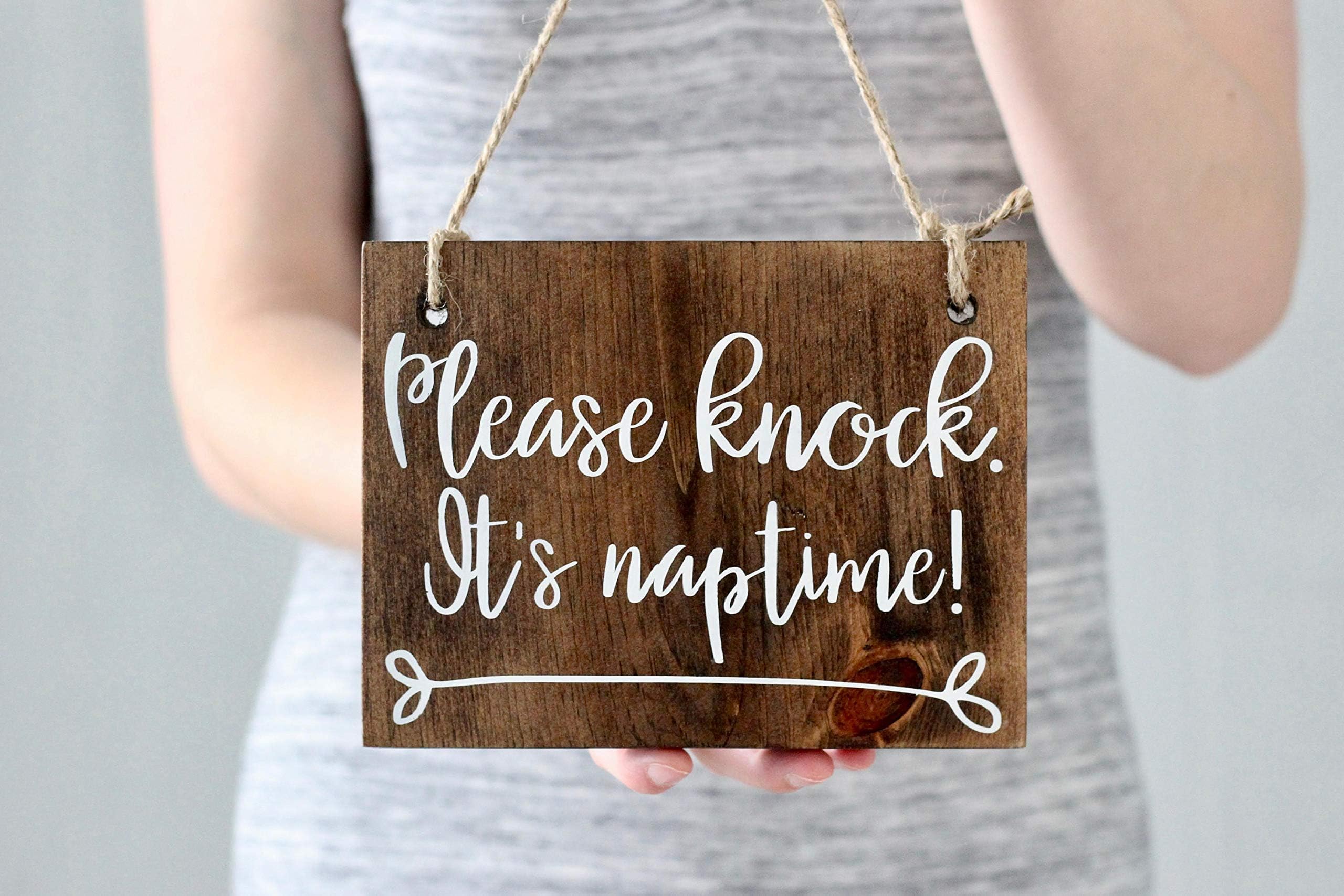 Gale66Lucy Door Signs Please Knock Sign Hanging Wood Signs Rustic Wood Signs Baby Decor Baby Gifts Wood Sign