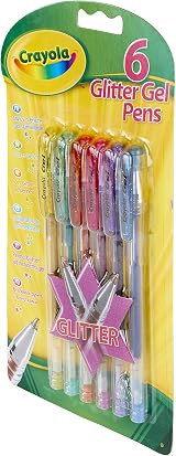 Crayola Glitter Gel Pens 6 Pack Assorted Colours Kids Arts Crafts Drawing view 4