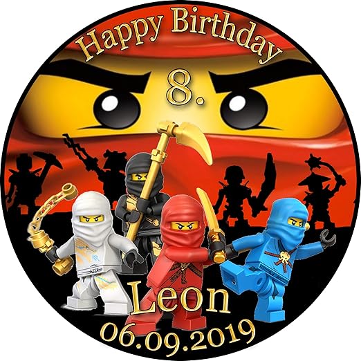 Tortenaufleger Fototorte Tortenbild Kindergeburtstag Ninjago NJ01 (Zuckerpapier) Rund 20 cm Ø