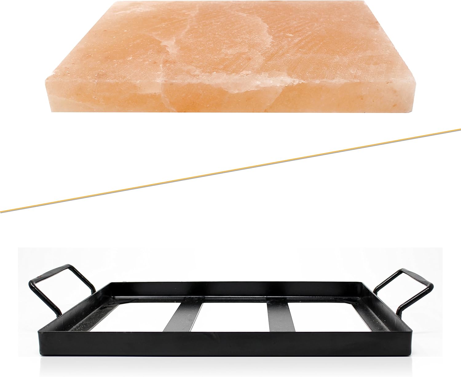 UMAID Natural Himalayan Rock Salt Block Cooking Plate 12 X 8 X 1.5 for Cooking, Grilling, Cutting and Serving, Food Grade Salt with Metal Steel Tray Set with Recipe Book: Kitchen & Dining