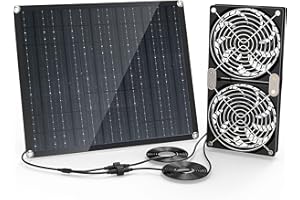 MOAJERRY 30W Dual Solar Fan for Outside Greenhouse Shed Chicken Coop with IPX7 Waterproof Solar Panel Fan kit