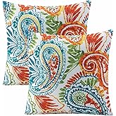 JMKaixin Outdoor Pillows, Pack of 2 Waterproof Decorative Throw Pillows with Inserts, 18”x18” Square Pillows for Bed, Couch, Sofa and Patio Furniture