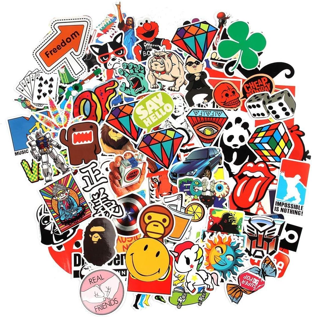 CHNLML Love Sticker Pack 100-Pcs,Cool Sticker Decals Vinyls for Laptop,Kids,Cars,Motorcycle,Bicycle,Skateboard Luggage,Bumper Stickers Hippie Decals Bomb Waterproof(Not Random) (A)