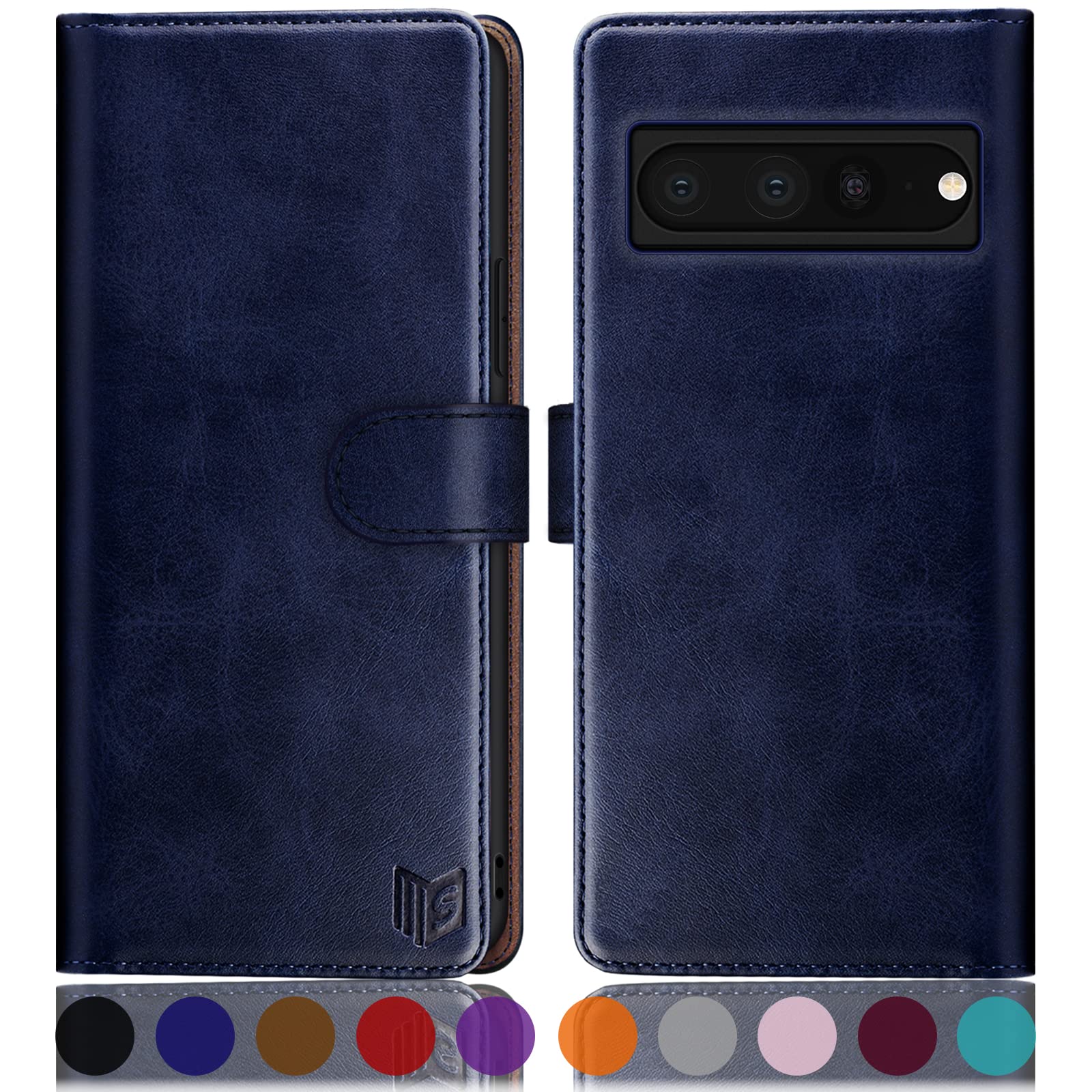 SUANPOT for Google Pixel 7 Pro 5G case with [Credit Card Holder][RFID Blocking],PU Leather Flip Book Protective Cover Women Men for Pixel 7 Pro Phone case Blue