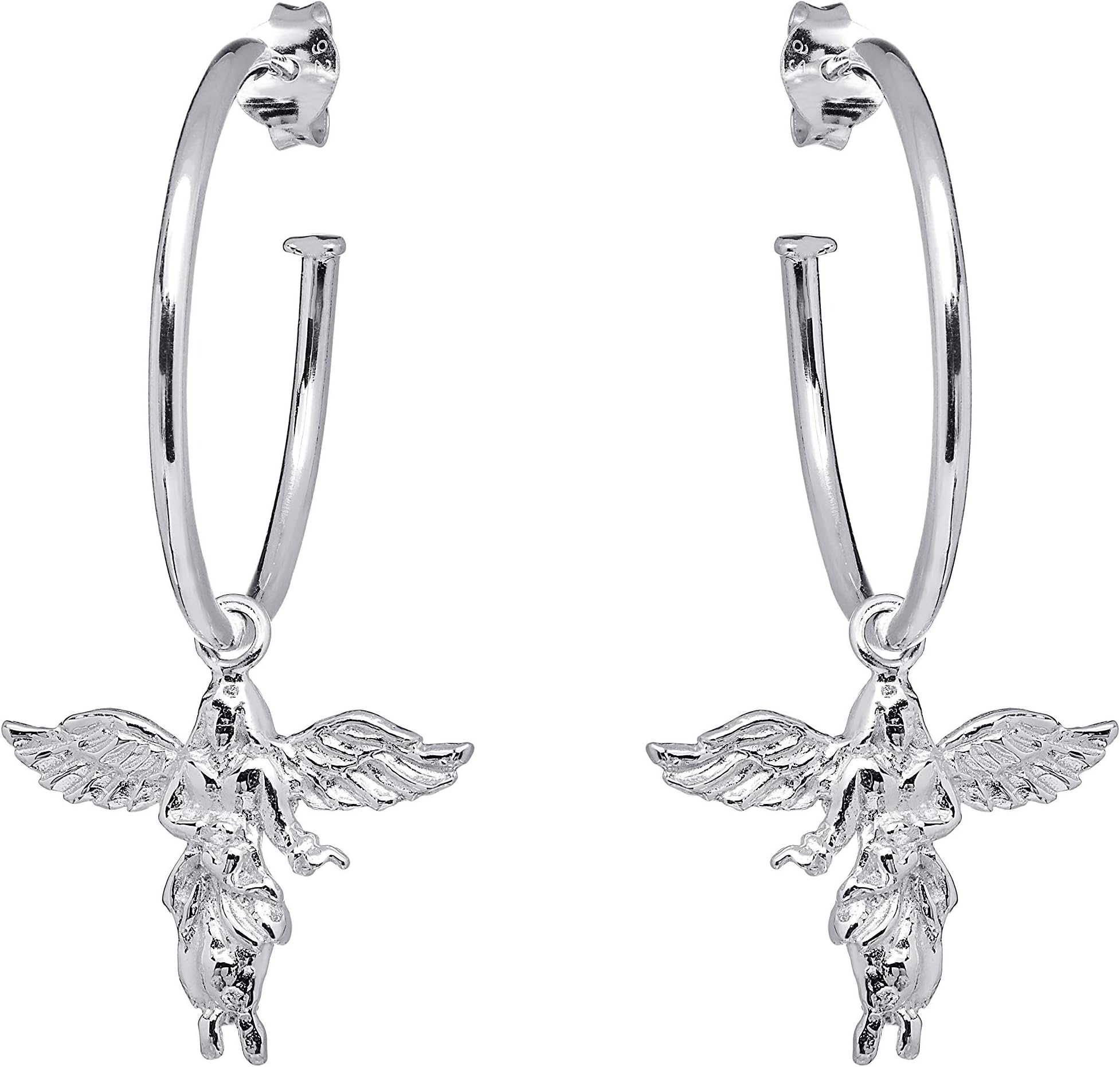 My Guardian Angel Hoop Silver Earrings