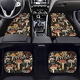 Liuqpwys Mushroom Print Universal Car Floor Mats for Women Easy to Install Driver Passenger and Rear Floor Mats with Anti-Slip Pad for SUV,Vans,sedans,Trucks,Car Mats Full Set 4 Pcs