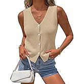 MEROKEETY Women's Sleeveless Sweater Vest 2026 Spring Summer Knit Tank Top Casual V Neck Button Waistcoat Cardigan