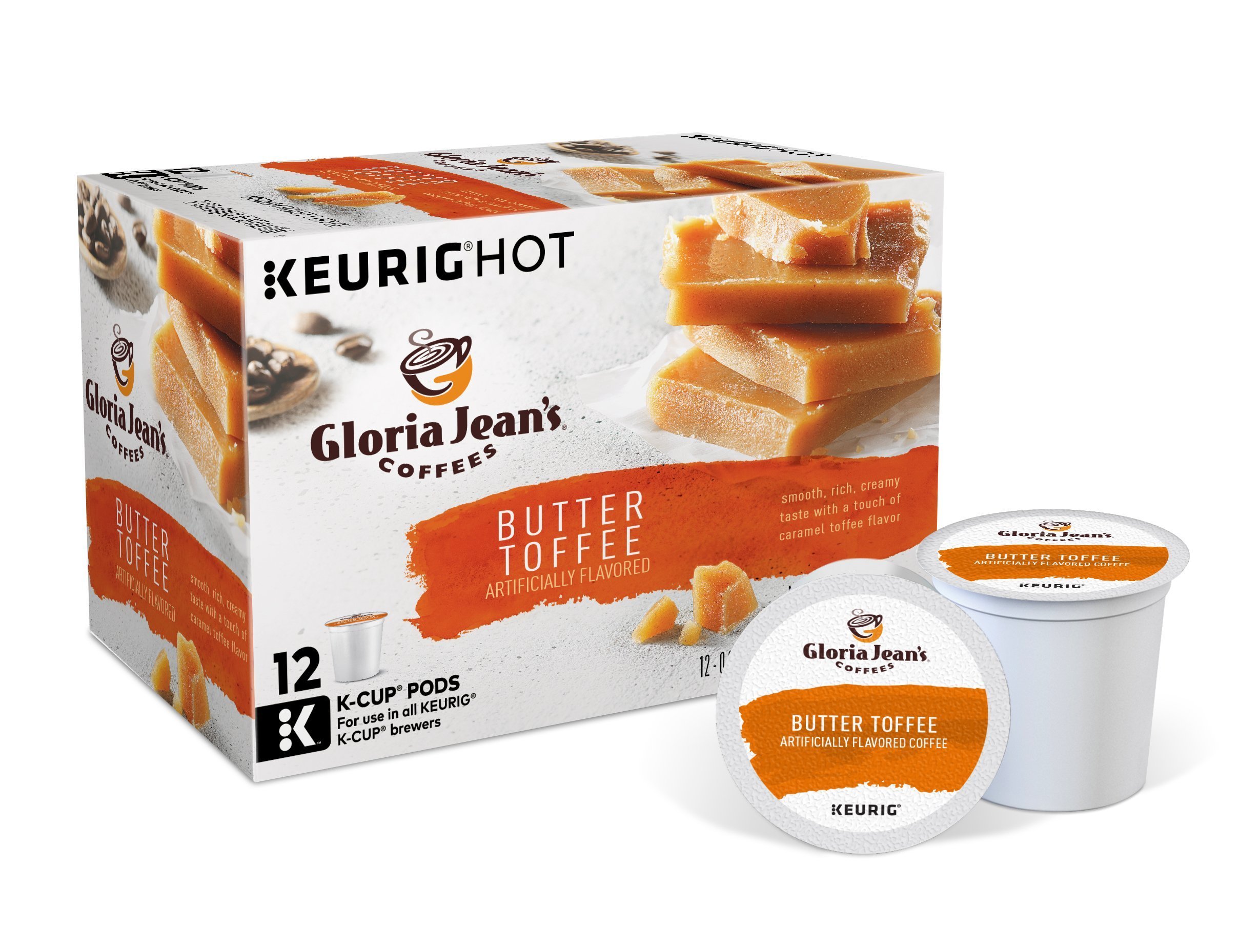 Gloria Jean's Butter Toffee Keurig SingleServe KCup Pods, Medium