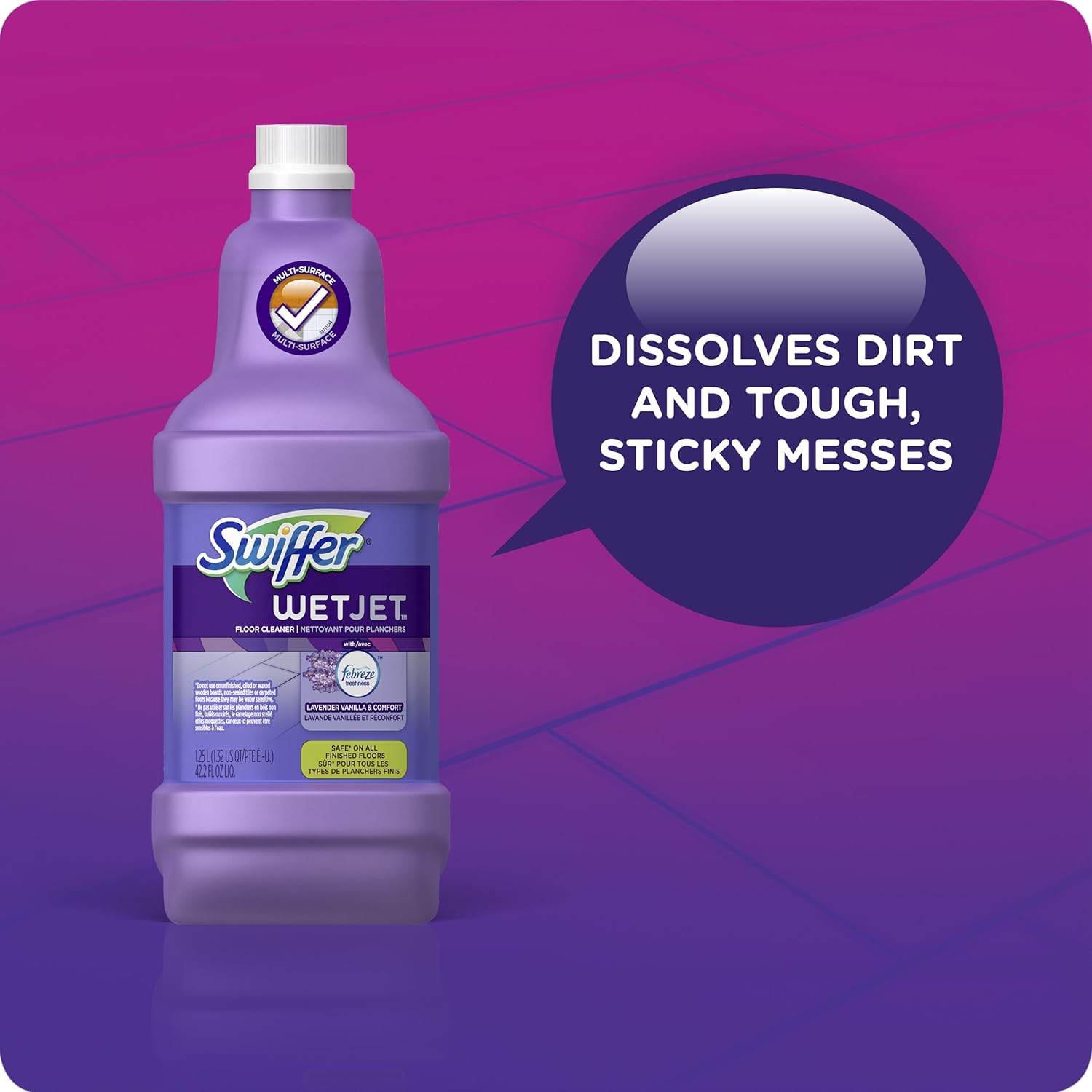 Swiffer WetJet Multi-Purpose Floor Cleaner Solution with Febreze Refill, Lavender Scent, 2 Pack of 42.2 fl oz Each: Health & Personal Care