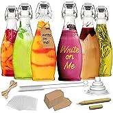 Nevlers 17 Oz Teardrop Swing Top Glass Bottles with Airtight Lid 6 Pack | Flip Top Glass Bottle with Stopper, Funnel, Brush, Shrink Wrap, Marker & Tags | Clear Beer Bottles | Fermentation Bottle Kit
