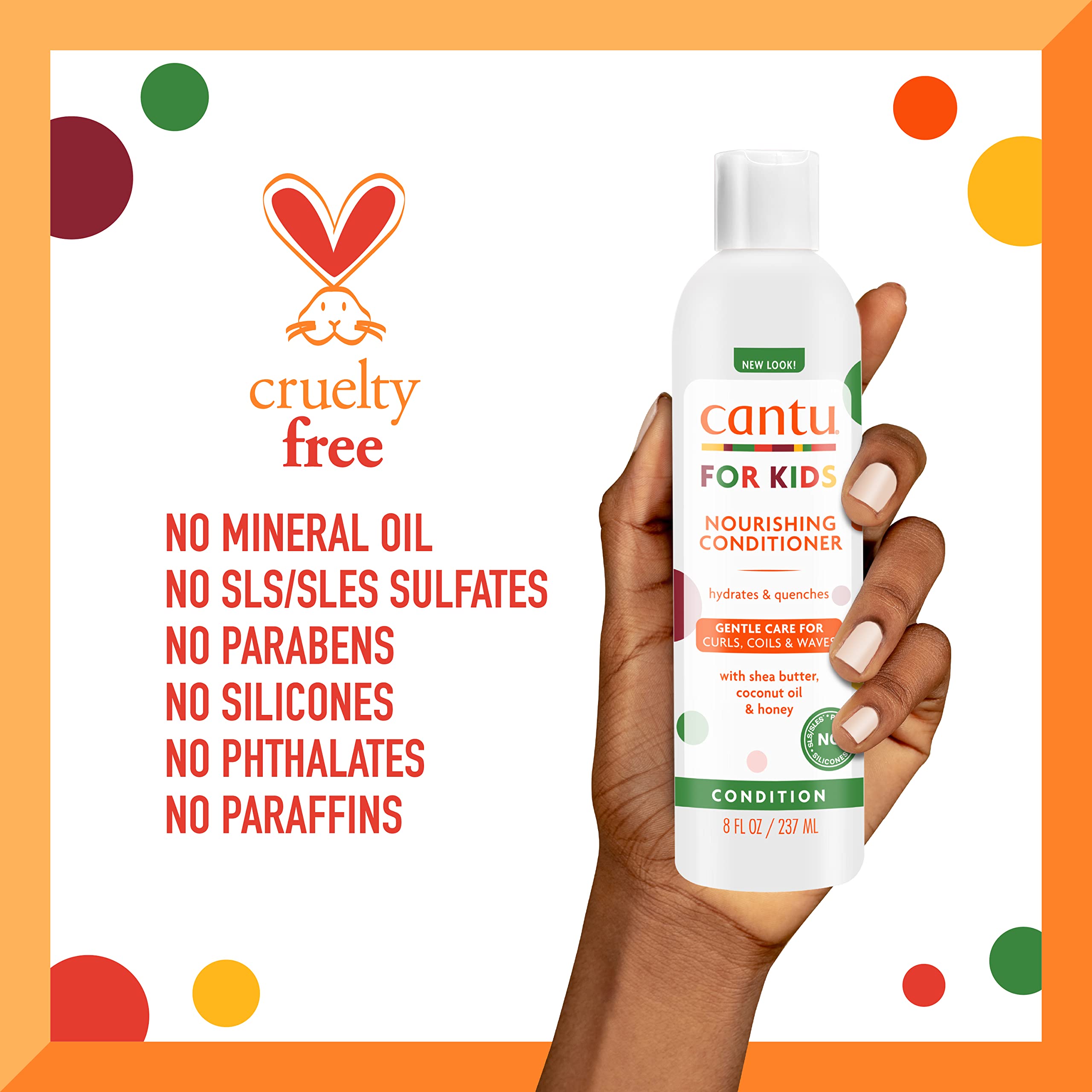 Cantu Care for Kids Nourishing Sulfate-free Conditioner with Shea Butter, 8 fl oz (Pack of 3)