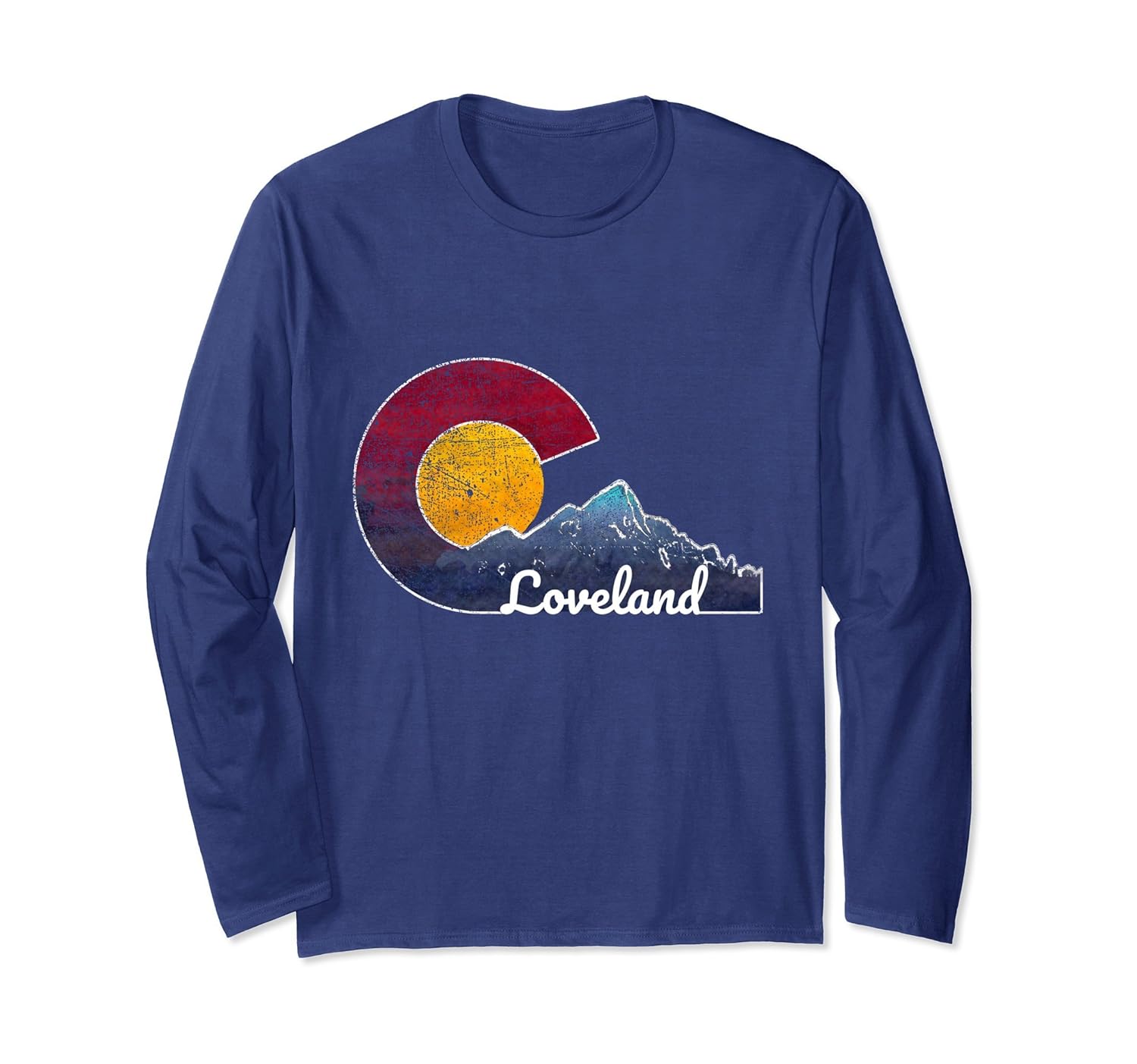 Loveland Colorado Long Sleeve Shirt with Flag Themed Scenery4LVS