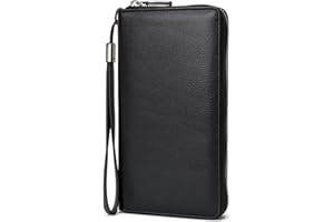 Bveyzi Women RFID Blocking Wallet Leather Zip Around Phone Clutch Large Capacity Ladies Travel Purse Wristlet