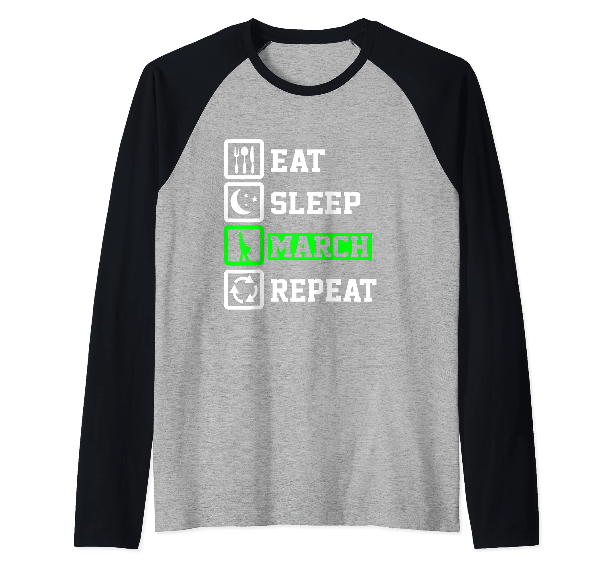 Eat Sleep Snare Drum Repeat Funny Snare Drum Raglan Baseball Tee