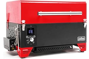 ASMOKE Portable Pellet Grill & Smoker - AS350DC Battery Powered ASCA™ Pellet Smoker, 256 sq. Smoker Grill w/Meat Probe, Temp Control Portable Smoker w/Detachable Ash Pan, 8-In-1 Grill Smoker, Red