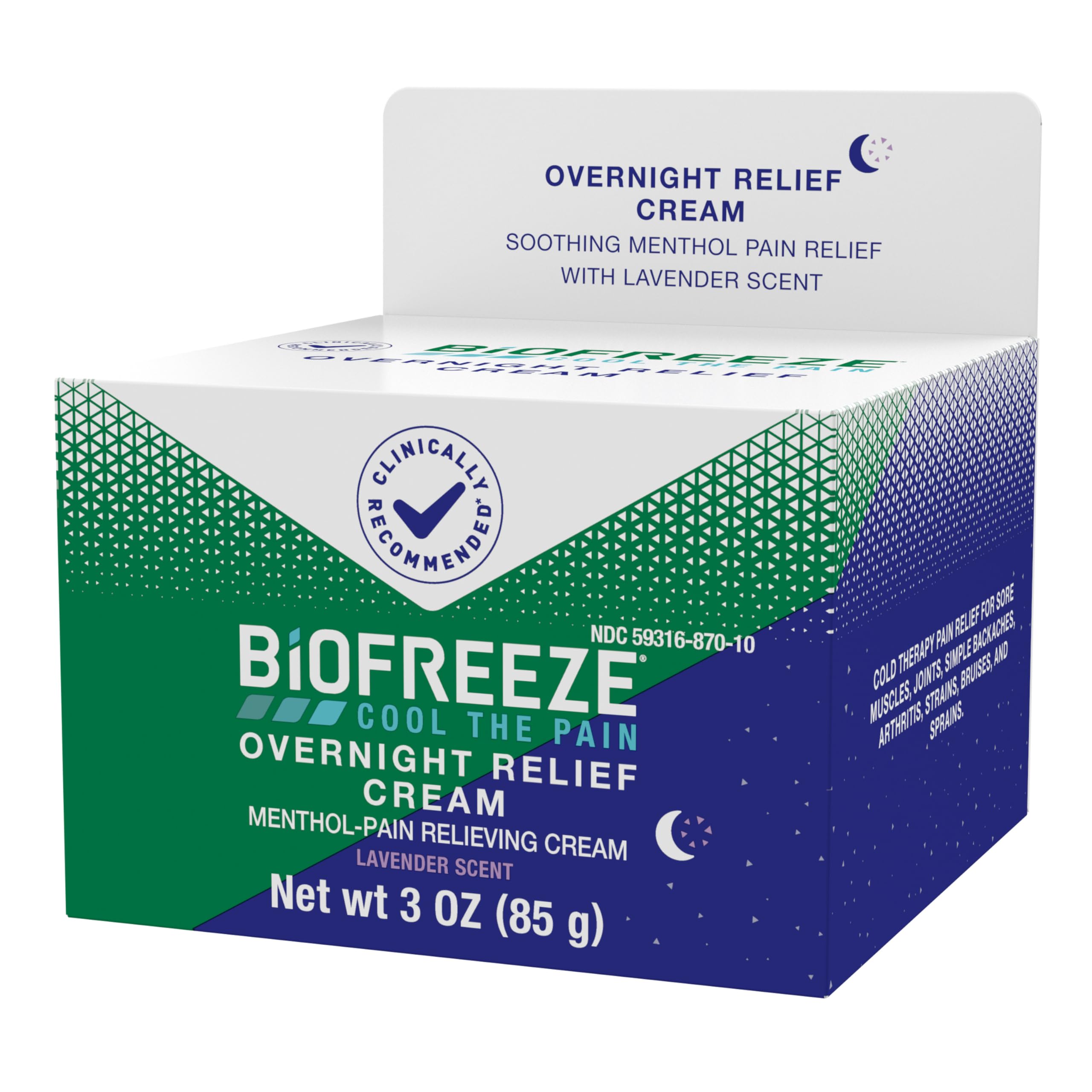 Biofreeze Cream, Menthol Overnight Muscle Pain Relief Cream for Lower Back Pain Relief, Shoulder Pain & Neck Pain Relief, Knee Pain Relief, Arthritis Pain Reliever, FSA HSA Eligible, 3 oz Jar